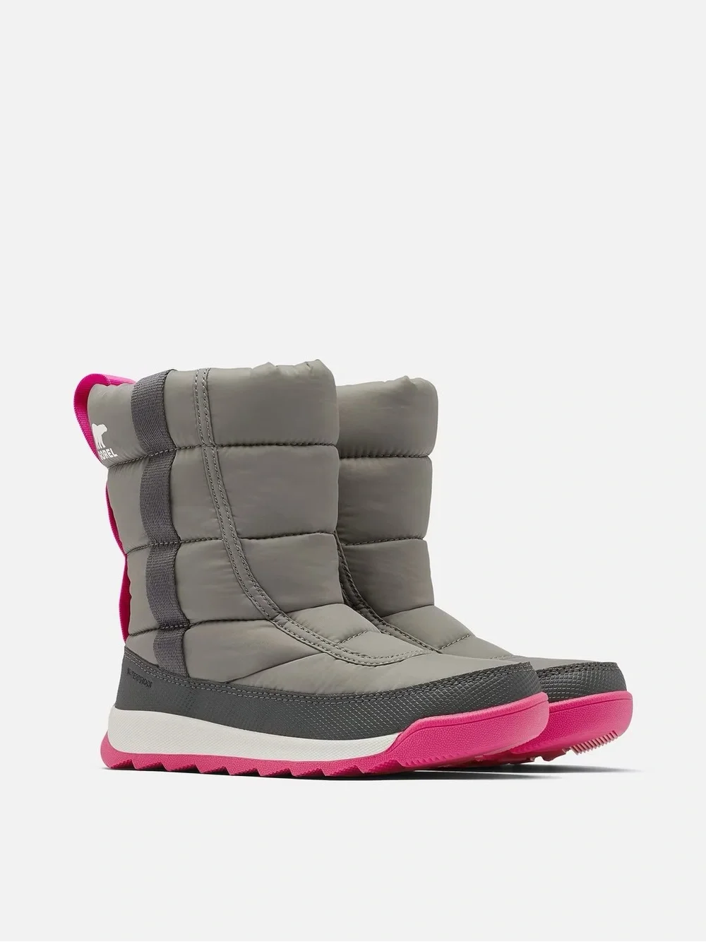 Sorel Kids Whitney II Puffy Mid Boots Pink/Gray Winter Snow Waterproof 8 toddler